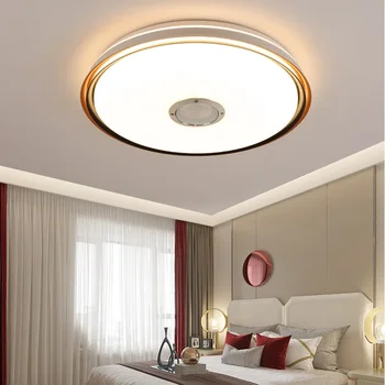 Bluetooth Светомузыкальный потолочный светильник с круглым светодиодным динамиком, звуковая лампа в гостиной Smart
