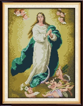 Набор для вышивания крестом Joy Sunday с предварительной печатью Easy Pattern Aida, набор для вышивания из тисненой ткани-Дева Мария (3)