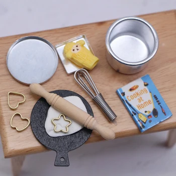1 комплект принадлежностей для мини-кухни в кукольном домике, выпечки, мини-скалка, Взбивалка для яиц, реквизит, модель кукол 