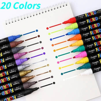 20 цветов Перманентных маркеров Малярные ручки Работает с пластиком деревом камнем металлом и стеклом для детей взрослых Раскрашивание Рисование Разметка