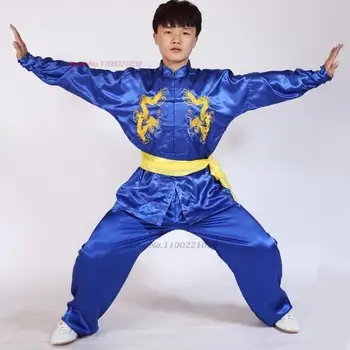 2024 детская форма кунг-фу ушу национальная вышивка дракона Вин чун тайцзи шаолиньский костюм для выступлений на сцене