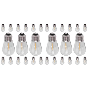 30 Упаковок Сменных Лампочек 3V LED S14 Небьющиеся Наружные Солнечные Струнные Лампочки Теплый Белый