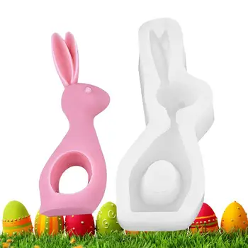 3D Формы из смолы с кроликом, Пасхальная форма с плоской основой, форма для дизайна кролика, Ушастый Кролик, Силиконовые формы для свечей, Яйцо, Кролик, Силиконовая форма для сердца