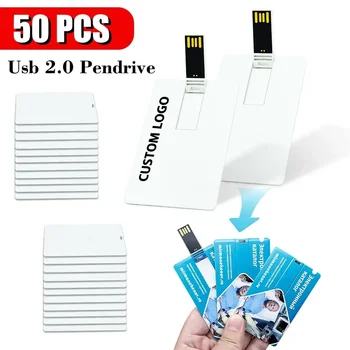 50 шт./лот Белые кредитные карты USB-накопители с пользовательской фотопечатью 4 ГБ 8 ГБ 16 ГБ 32 ГБ 2,0 флэш-накопитель 10 шт. бесплатная печать логотипа
