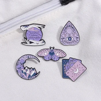 5шт Фиолетовая брошь с насекомым-мотыльком для женщины, металлический значок с Луной, Эмалевая булавка, аксессуары для рюкзака, булавки для одежды