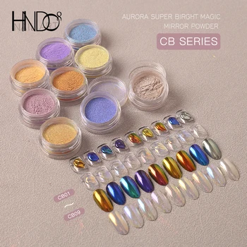 HNDO Aurora Moonlight Хромовая пудра для нейл-арта, Профессиональный маникюр своими руками, Пигментная пыль для декора ногтей, серия CB, 9 цветов Оптом
