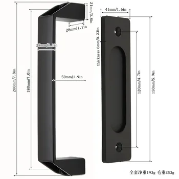 Imango 9,7-дюймовая ручка для двери сарая, Фурнитура из черной стали для раздвижных дверей, шкаф для ворот, ящик для шкафа, сарай для гаража