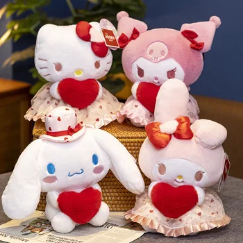 Kawaii Hello Kitty Kuromi Серия My Melody Heartbeat Плюшевая кукла Игрушка Подружка на День рождения Детский подарок на День Святого Валентина