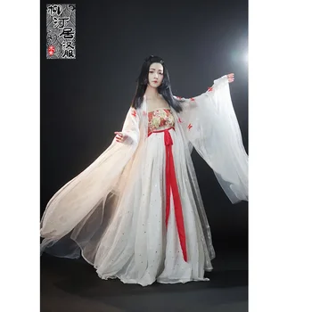 LiuTingJu Элегантное Шифоновое платье Hanfu с бронзовой вышивкой для женщин, Летнее Элегантное Белое Кружевное платье 2024, Сказочные танцевальные платья