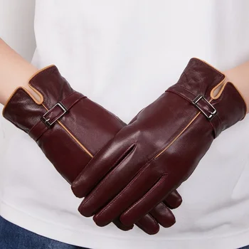 X6186 Перчатки из натуральной кожи для взрослых, теплые женские кожаные перчатки, осенне-зимние женские перчатки из овчины