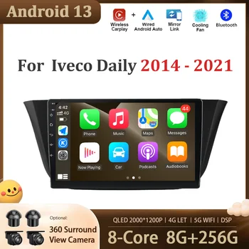 Автомобильный Мультимедийный Радиоплеер Для Iveco Daily 2014-2021 Android 13 GPS Навигация Сенсорный IPS QLED Экран Стерео 360 Камера WIFI