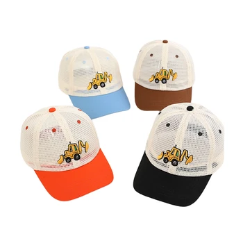 Бейсболки для мальчиков, бульдозер, экскаватор, вышитые детские кошки, сетчатая шляпа в стиле хип-хоп для детей 2-8 лет, солнцезащитная шляпа Snaback