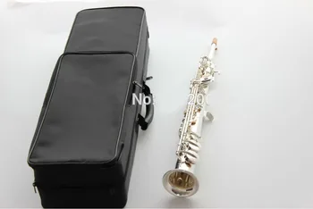 Брендовый Сопрано-саксофон, Посеребренный Си-бемоль, играющий на прямой трубе, Музыкальные инструменты, Изысканно Вырезанный саксофон с мундштуком
