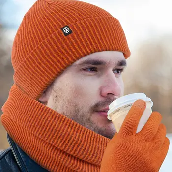 Ветрозащитная шапка-шарф, Ультратолстая зимняя шапочка-бини, перчатки, шарф, комплект для ветрозащитного тепла, мягкие трикотажные эластичные перчатки с подогревом для шеи