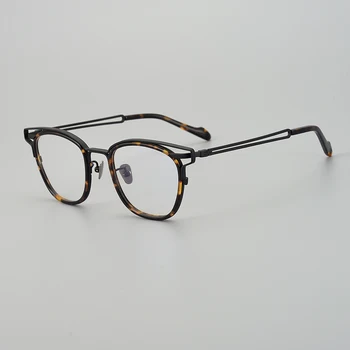 Винтажная Титановая Квадратная оптическая оправа для очков, мужские очки для близорукости в стиле ретро, Женские Классические креативные очки с полной оправой