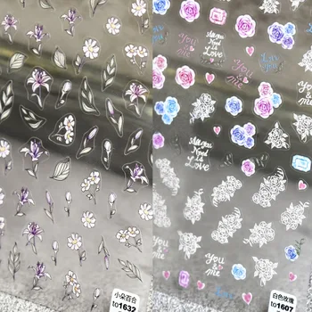 Высококачественные наклейки для дизайна ногтей с милыми цветами Лилии и розы, наклейки для ногтей 