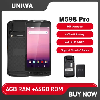 Глобальная версия UNIWA M598 Pro Прочный Смартфон 5 дюймов 4 ГБ + 64 ГБ Мобильный Телефон IP68 2D Сканер штрих-кода Android 11 4000 мАч КПК NFC