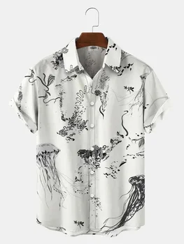 Горячая Распродажа Негабаритная Мужская Гавайская Рубашка С Простым Рисунком, Запонки С Коротким Рукавом, Повседневная Забавная Летняя Одежда С 3D Принтом Для Мужчин