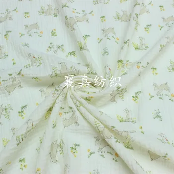 Двухслойная марлевая детская хлопчатобумажная пижама из крепа с мелким цветочным рисунком, ткань для детской кроватки, Детская одежда, домашняя одежда, Пижамная ткань