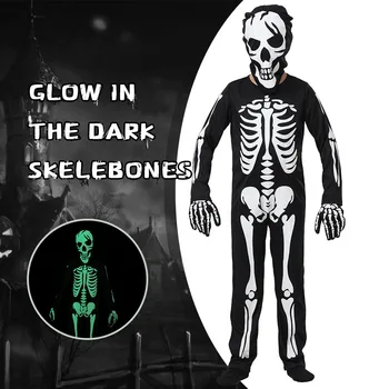 Детская одежда для Хэллоуина, игра ужасов, костюм скелета для косплея, тематический бал, ночник, костюм скелета для выступлений