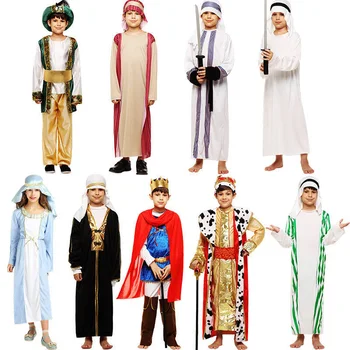 Детский косплей на Хэллоуин, Египетский косплей-костюм, Индийский костюм арабского принца, детское нарядное платье греческой арабской принцессы