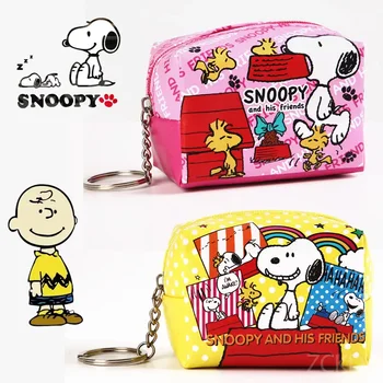 Детский кошелек из искусственной кожи Snoopy Charlie Brown, модная анимация, портативная мини-гарнитура, зарядное устройство, сумка для хранения, кошелек в подарок