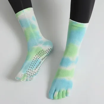 Женские нескользящие силиконовые носки для йоги для пилатеса с пятью пальцами.
