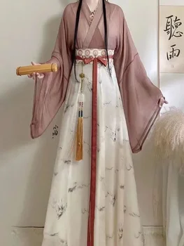 Женское платье Hanfu в китайском стиле, традиционное элегантное платье принцессы с цветочной вышивкой, восточная фея для косплея, сценический танцевальный халат