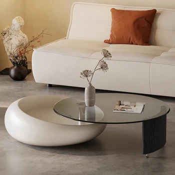 Журнальный столик на колесиках, трансформируемый, Эстетичный дизайнерский приставной столик для хранения, Выдвижная мебель для гостиной в скандинавском стиле.