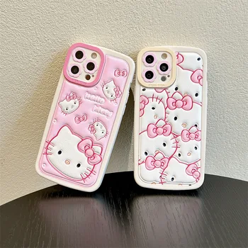Защитный Чехол для Телефона Sanrio Kawaii Hello Kitty для Apple Iphone 15 14 13 11 12 Pro Max Xs Xr 7 8 Plus с Мягкой Силиконовой Прозрачной Крышкой