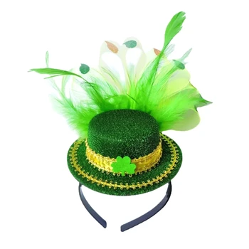 Зеленая шляпа Чародей с повязкой на голову Зеленый цилиндр Ирландская зеленая повязка на голову новая