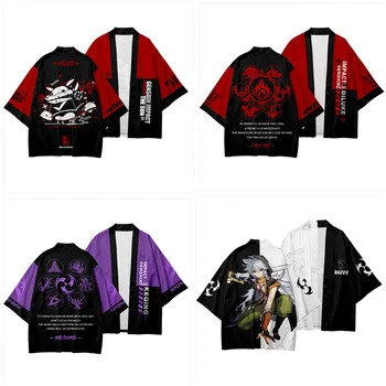 Игровое кимоно Genshin Impact, шифоновое пальто, костюм, футболка-кимоно Ганью, косплей, плащ для модной куртки-кимоно унисекс.