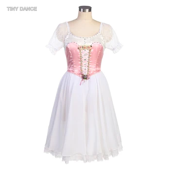 Индивидуальные профессиональные балетные платья с крючком сзади, бледно-розовый лиф с шифоновой юбкой цвета слоновой кости, костюмы для выступлений для взрослых девочек