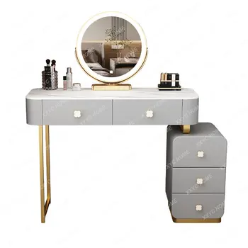 Каменная плита, спальня для небольшой квартиры, современный минималистичный столик для макияжа из массива дерева, прикроватный столик, Встроенный женский туалетный столик
