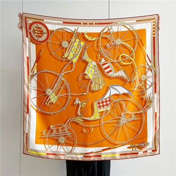 каретный Оранжевый шелковый шарф тутового цвета 90 см, шерстяные шали роскошного бренда, Пончо с закатанными вручную краями, палантин из пашмины 200 см, 100 см, 90 см