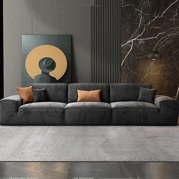 Квадратный черный мягкий диван большого размера, удобный Итальянский диван Lazy Puffs для гостиной, роскошный Европейский салон мебели Meuble