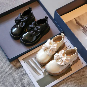 Кожаная Обувь для девочек Корейское Издание Mary Jane Shoes Детская Обувь с Бантом для Девочек Обувь Принцессы На Мягкой Подошве Детские Лоферы Туфли Для Девочки