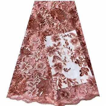 Кружевные ткани с блестками Свадебное платье 2023 Нигерийская качественная Тюлевая ткань Африканская вышивка Сетчатые кружевные ткани для французского свадебного кружева