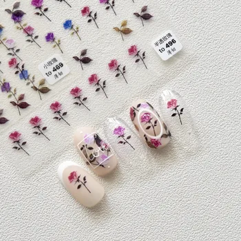 Лаконичная полупрозрачная наклейка для дизайна ногтей с одной розой, имитирующие наклейки, Художественная идея, Весенние аксессуары для украшения