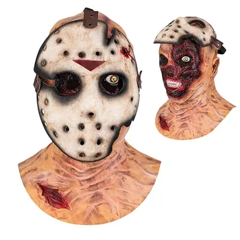 Латексная маска Джейсона Вурхиза Убийцы, Двухслойный головной убор ужасов, Реквизит для вечеринки, Страшная маска на Хэллоуин для мужчин