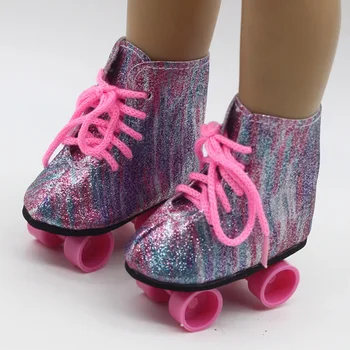 Милая обувь, подарок на день рождения, Мини-игрушки, аксессуар, модный скейтборд, развлечения, Детские роликовые коньки для 18-дюймовых американских кукол