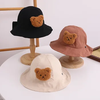 Милый Медведь, однотонная детская Рыбацкая кепка с мультяшным куполом, детская панама для девочек и мальчиков, Весенне-летняя Солнцезащитная Детская Панама