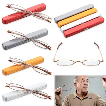 Мини-портативные очки для чтения в металлической оправе для пожилых людей, очки для ухода за зрением со смоляными линзами