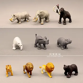 Миниатюрная модель дикого животного, Африканский Лев, Слон, Носорог, Бегемот, Черный Медведь, Тигр, украшения, Фигурка, Модель Игрушки