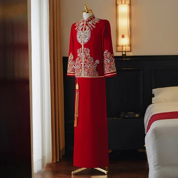 Мужская одежда Xiuhe 2023 Китайская Свадебная Одежда Hanfu Для жениха, Одежда для костюма Tang, Мужское платье с Драконом и Фениксом, пальто