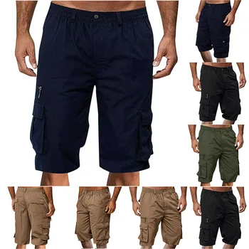 Мужские брюки-карго, военные тактические шорты, мужские летние шорты, Быстросохнущие брюки с несколькими карманами, Свободные уличные повседневные брюки, капри