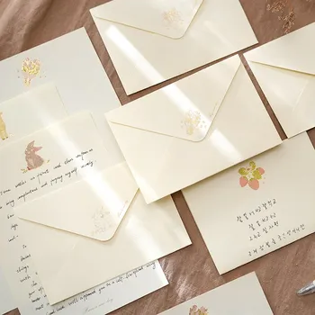 Набор канцелярских принадлежностей (4 листа бумаги в винтажном стиле + 2 конверта) Бумага для письма в стиле ретро для приглашений на вечеринки с любовными письмами