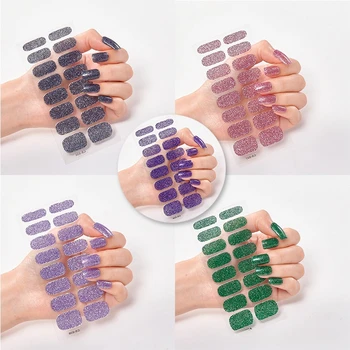 Наклейки для ногтей без выпечки Оптом, Градиентные блестящие наклейки для ногтей, простые водонепроницаемые наклейки для ногтей, полноцветные однотонные наклейки