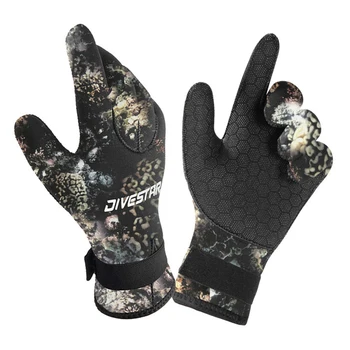 Неопреновые перчатки для дайвинга 5 мм/3 мм, Камуфляжные перчатки для подводной охоты, рыбалки, защищенные от укусов, Теплые нескользящие перчатки для серфинга