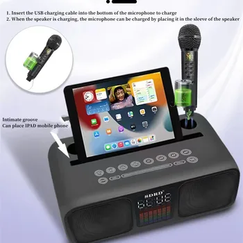 НОВЫЙ Bluetooth-Динамик SD318, Двойной Динамик, Беспроводной Микрофон, Мобильное ТЕЛЕВИДЕНИЕ, Развлекательный Аппарат для пения 